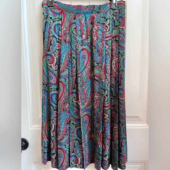 90s Pendleton Sophisticates VINTAGE Midi Skirt Paisley Pattern Pleats size Small - Picture 2 of 5